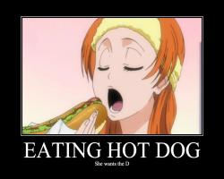 Eating hot dog